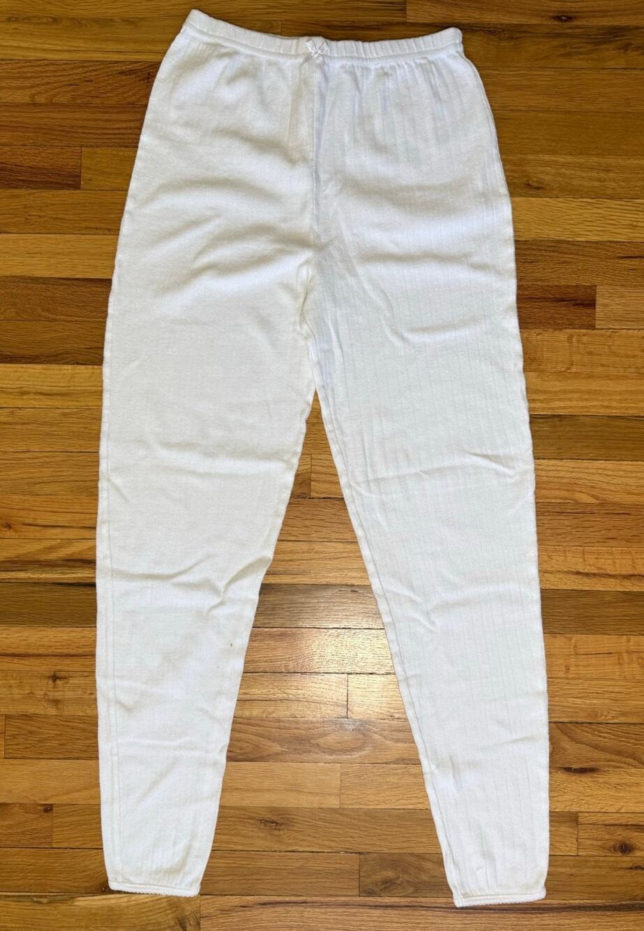 French Dressing Pajama Pants in White Pointelle Size Large 100% Cotton